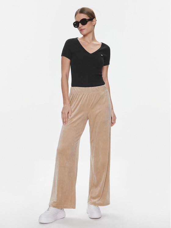 ONLY ONLY Spodnie dzianinowe Rebel 15311822 Beżowy Straight Fit
