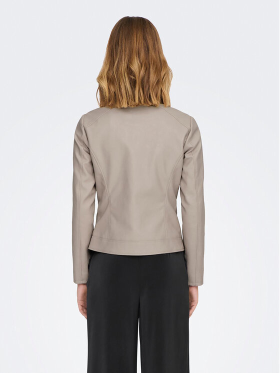 JDY JDY Bunda z imitácie kože Emily 15241382 Béžová Slim Fit