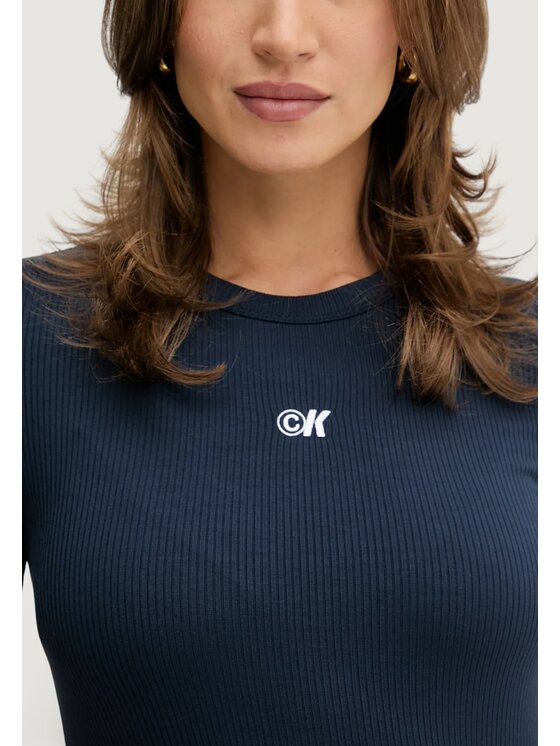 Calvin Klein Jeans Calvin Klein Jeans Φόρεμα καθημερινό A - MODAL RIB SS DRE Μπλε Rib Fit