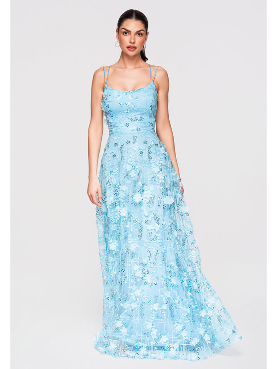Ombre Ombre Sukienka wieczorowa LA-OM-DLR333 Niebieski Slim Fit