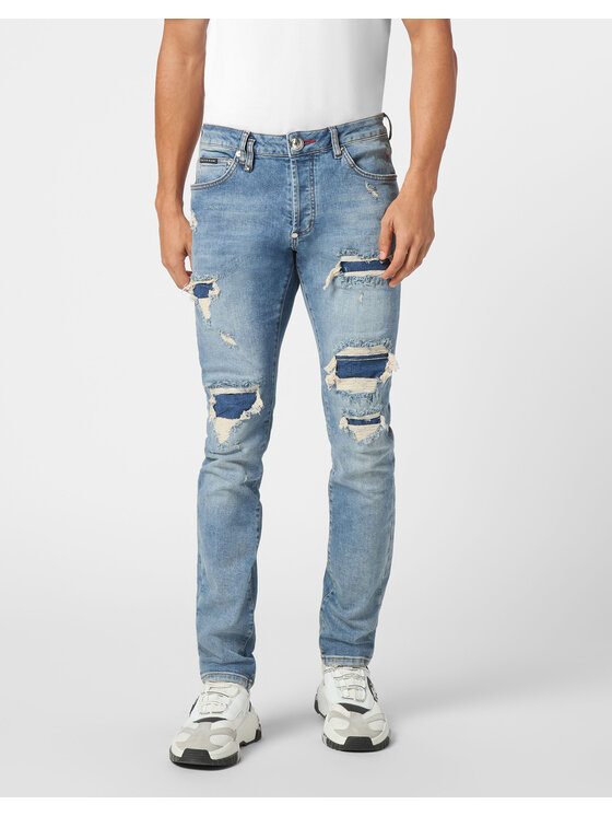 PHILIPP PLEIN PHILIPP PLEIN Džínsy 22165 Modrá Straight Leg