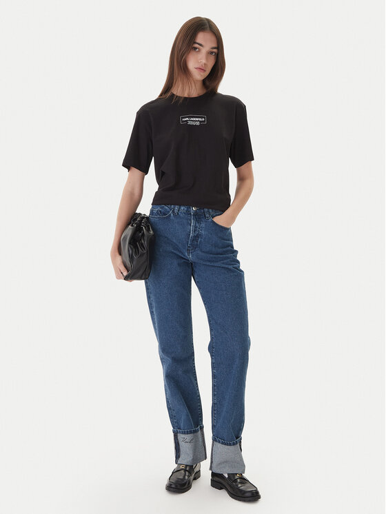 Karl Lagerfeld Jeans Karl Lagerfeld Jeans Tričko A4W17003 Čierna Relaxed Fit