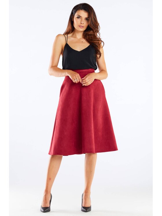 Awama Awama Spódnica A462 Bordowy Basic Fit