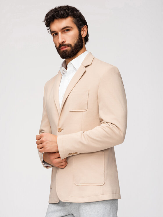 Ombre Ombre Marynarka M165 Beżowy Slim Fit