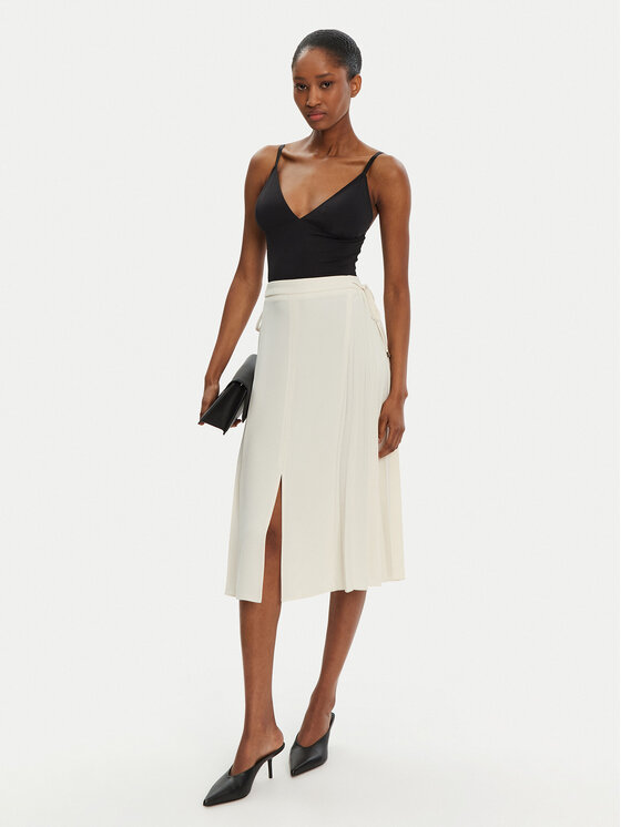 Rinascimento Rinascimento Midi sukňa CFC0122491003 Écru Regular Fit