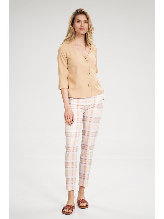 FIGL FIGL Bluzka M699 Beżowy Regular Fit