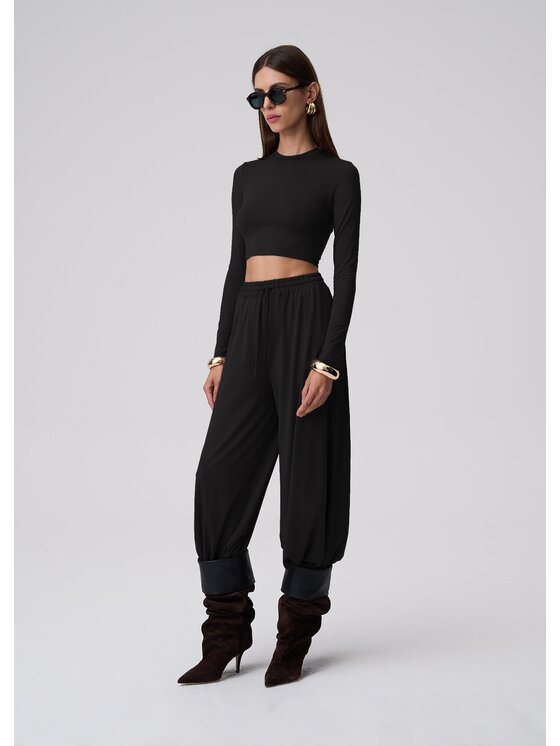 Le Collet Le Collet Spodnie materiałowe TONIA Czarny Wide Leg