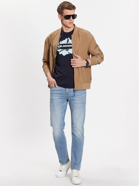 Guess Guess Тишърт Logo M3GI61 K9RM1 Тъмносин Slim Fit