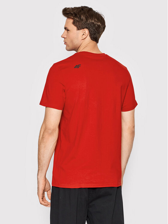 4F 4F T-Shirt H4L22-TSM353 Czerwony Regular Fit