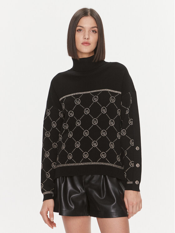 Liu Jo Sport Bluză cu gât TF3206 MA63L Negru Regular Fit