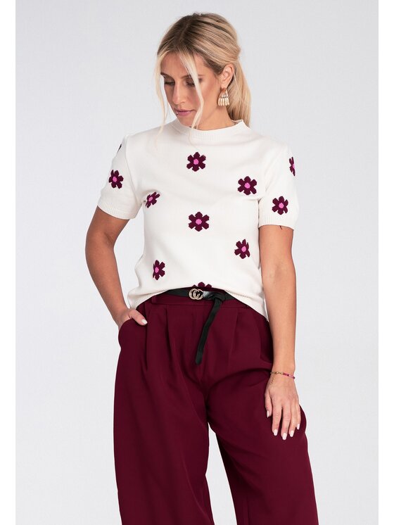 FIGL FIGL Svetr M1235 Bílá Regular Fit