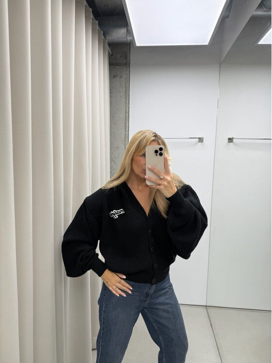 Magda Matyja Magda Matyja Kardigan ALAYA CARDIGAN BLACK Czarny Loose Fit