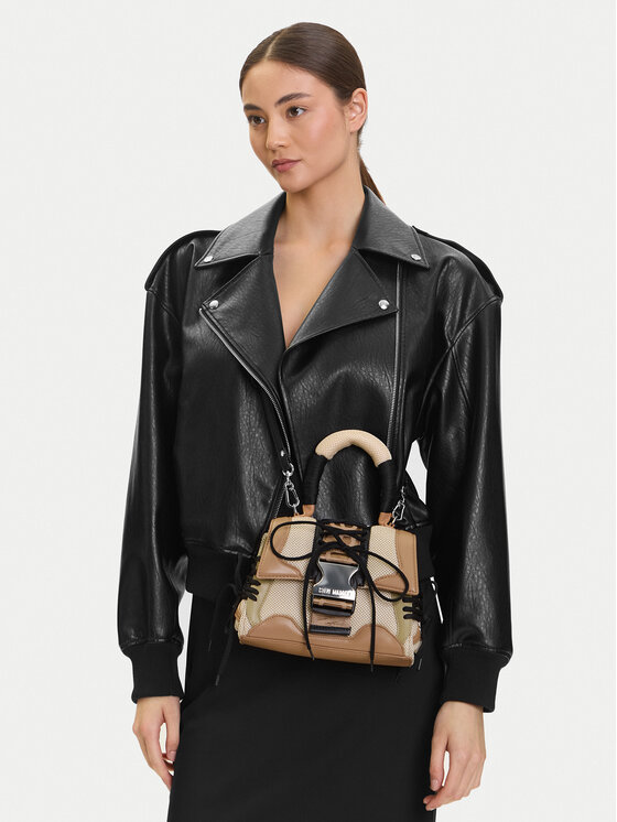 ●STACY G Steve Madden, Geanta crossbody cu model stantat Blocks, Bej