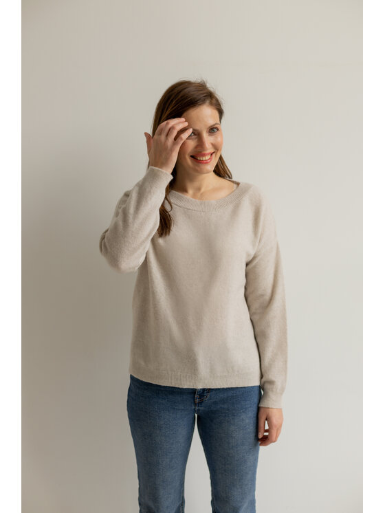 Sweter Entelier, Rozmiar 36/38, Szary, dekolt łódka