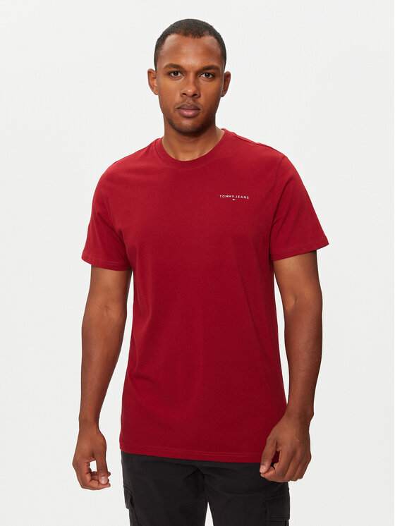 Tommy Jeans T-shirt Linear Chest DM0DM18555 Rouge Slim Fit