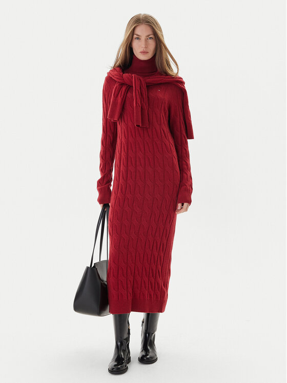 Tommy Hilfiger Tommy Hilfiger Strickkleid WW0WW46429 Rot Slim Fit