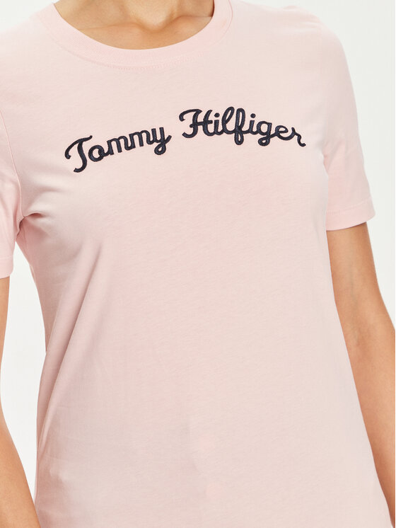 Tommy Hilfiger Tommy Hilfiger Тишърт Script WW0WW42589 Розов Regular Fit