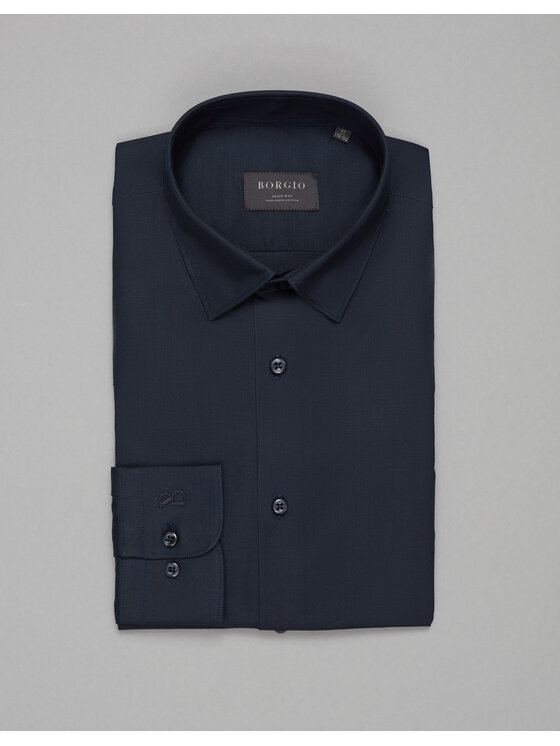 Borgio Borgio Koszula rosazza_00503 Granatowy Slim Fit