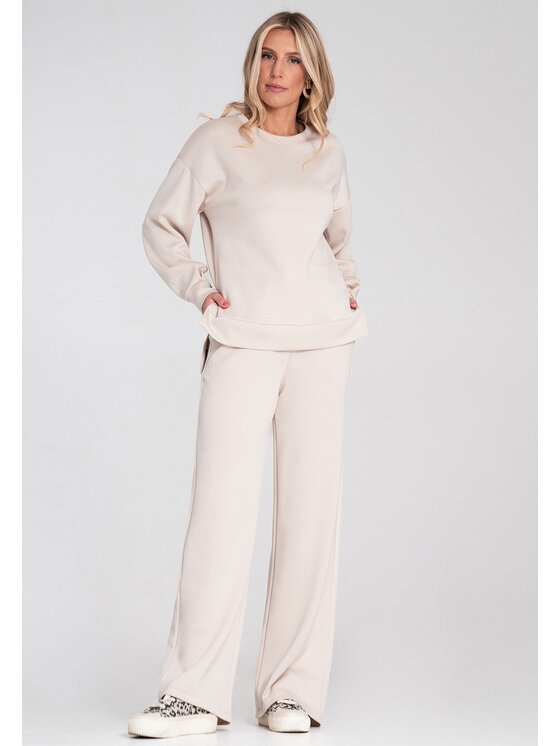 FIGL FIGL Bluza M1203 Beżowy Regular Fit
