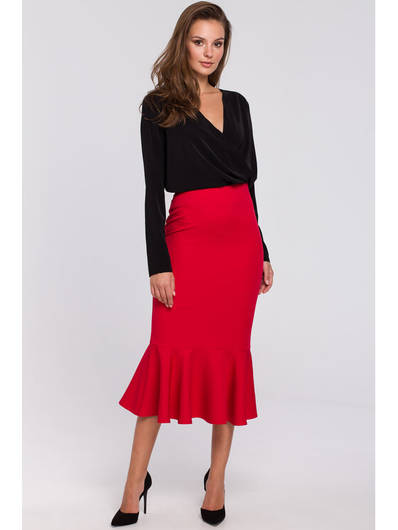 Makover Makover Gonna midi K025 Rosso Regular Fit