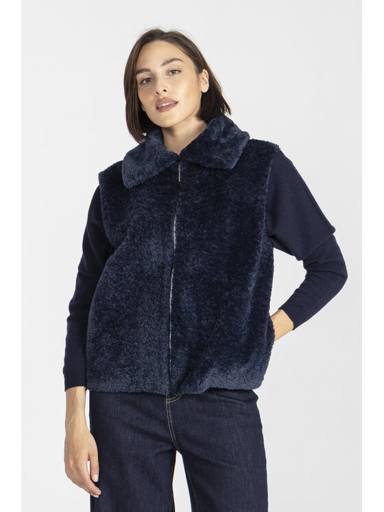 Deni Cler Milano Deni Cler Milano Kamizelka W-DC-4054-E5-F6-58-1 Granatowy Regular Fit