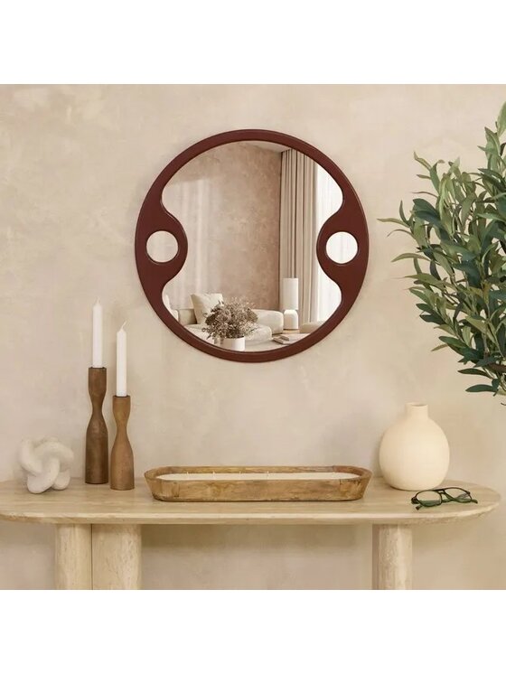 MIAhome MIAhome Lustro okrągłe Austin 50 cm Czerwony