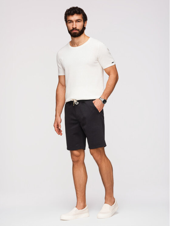 Ombre Ombre Szorty materiałowe OM-SRSK-0124 Czarny Regular Fit