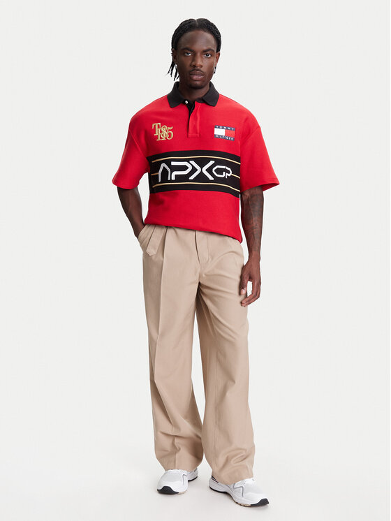 Tommy Hilfiger Tommy Hilfiger Тениска с яка и копчета F1 Movie Race Day MW0MW41393 Червен Relaxed Fit