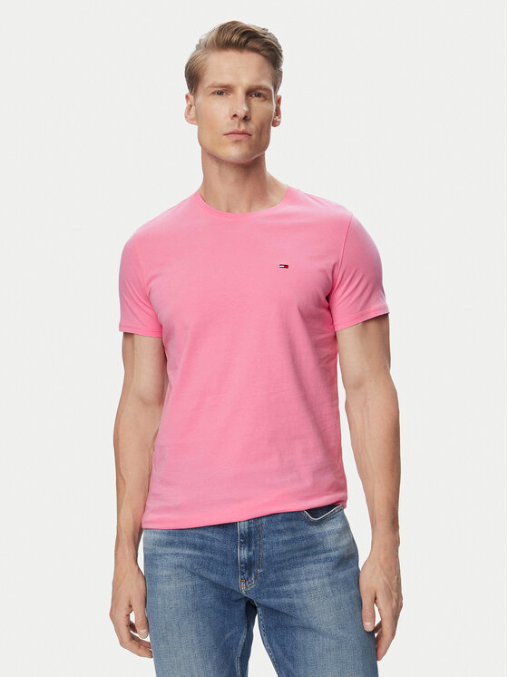 Tommy Jeans Tricou DM0DM04411 Roz deschis Slim Fit