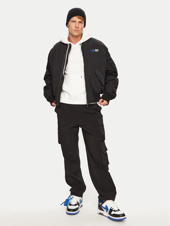 Off-White Off-White Μπόμπερ μπουφάν OMEH049S23FAB0011001 Μαύρο Regular Fit