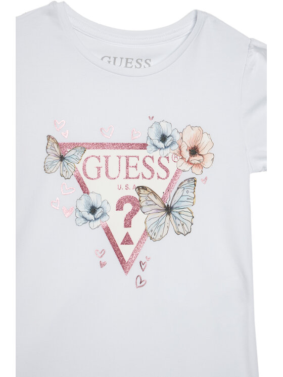 Guess Guess Komplet majica in krilo K6RG07 K6YW0 Bela Regular Fit