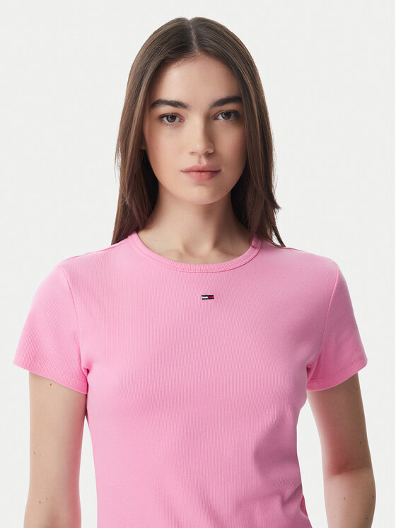 Tommy Jeans Tommy Jeans T-krekls Essential DW0DW17383 Gaiši rozā Slim Fit