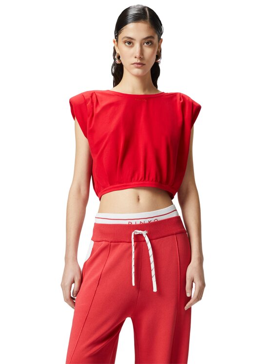 PINKO PINKO Bluzka Maracaibo maglia piquet di cotone Czerwony Cropped Fit