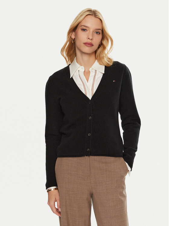 Tommy Hilfiger Kardigán WW0WW43092 Čierna Regular Fit