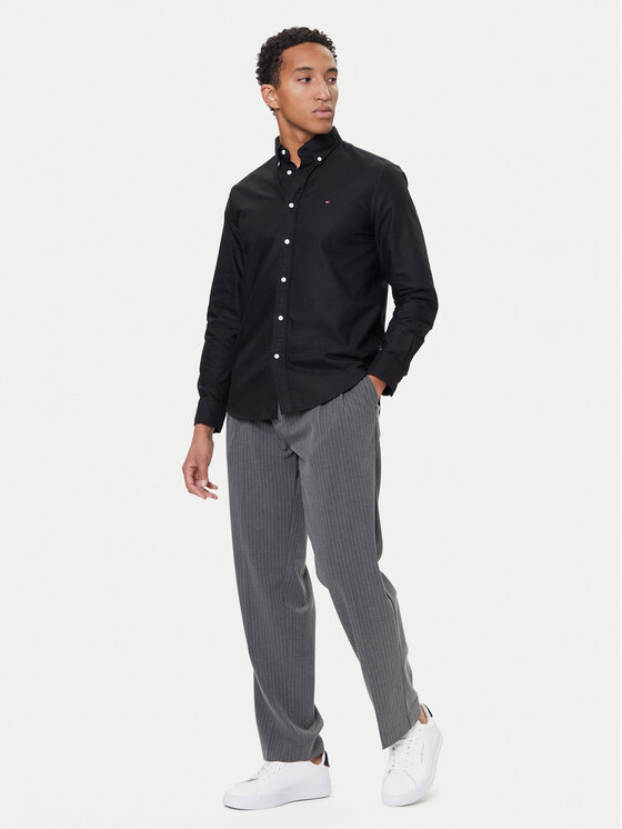 Tommy Hilfiger Tommy Hilfiger Cămașă Solid Heritage MW0MW35774 Negru Regular Fit