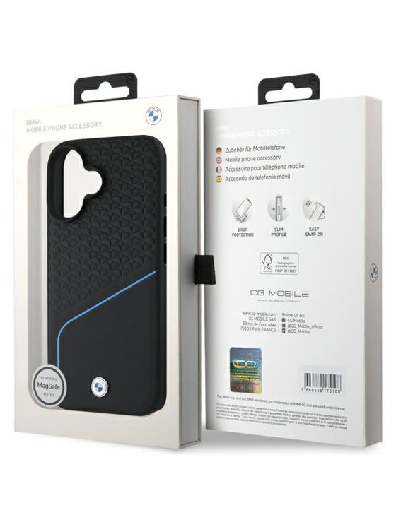 BMW Motorsport BMW Motorsport Etui na telefon Sign Leather Textured And Line Czarny