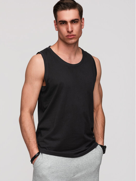 Ombre Ombre Tank top OM-TSBT-0272 Czarny Regular Fit