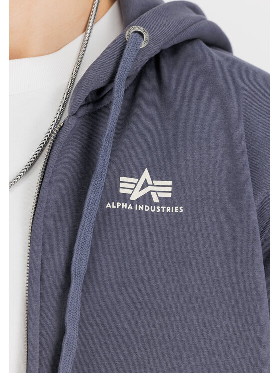 Alpha Industries Alpha Industries Mikina Basic Small Logo Zip Hoodie Šedá Regular Fit