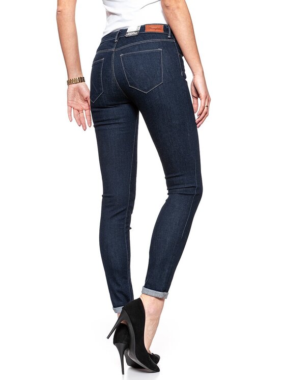 Wrangler Wrangler Jeansy HIGH RISE SKINNY Niebieski Skinny Fit