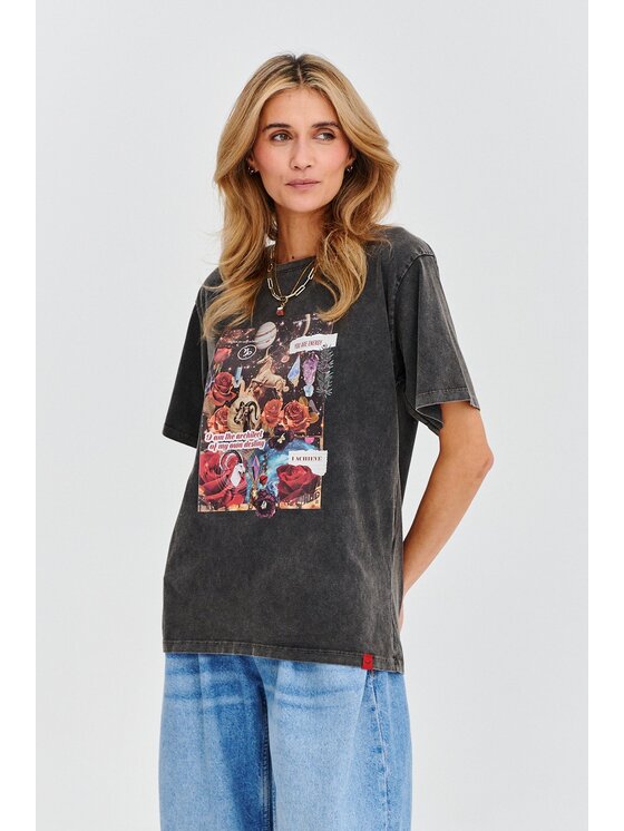 NAOKO NAOKO T-Shirt Capricorn Spirit Czarny Regular Fit