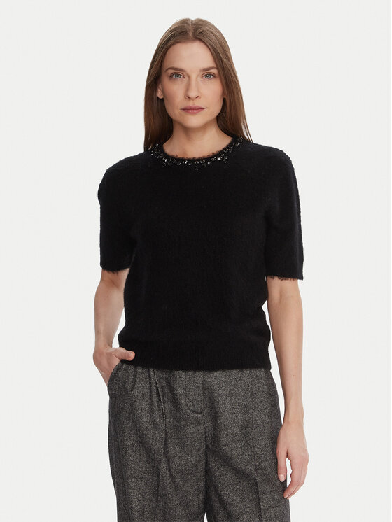 KAOS KAOS Пуловер RI1NT071 Черен Regular Fit