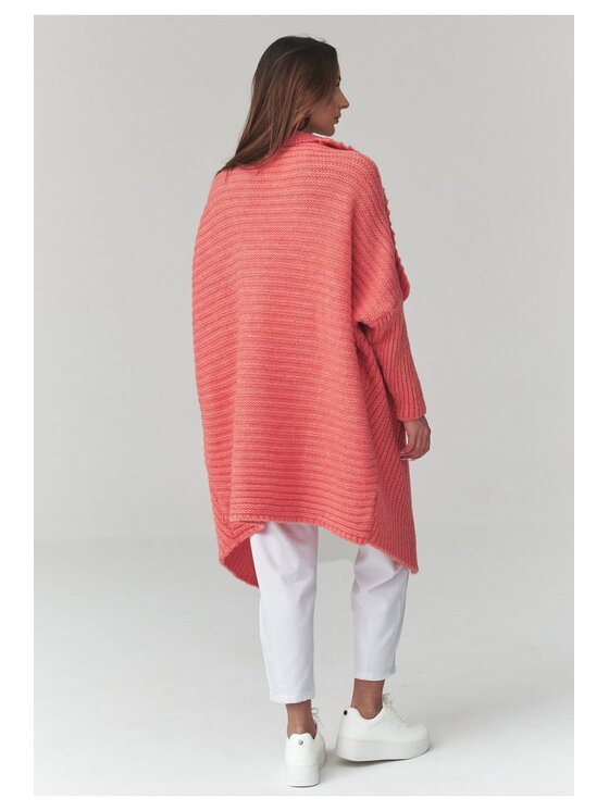 Makadamia Makadamia Sweter S173 Koralowy Loose Fit