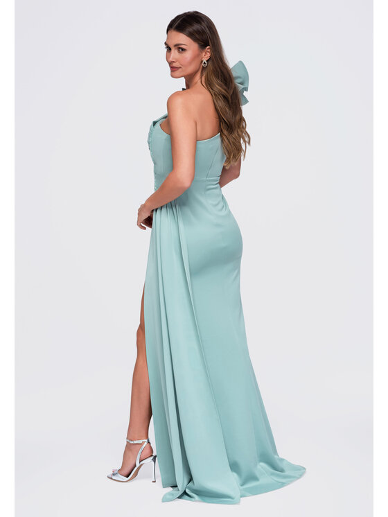 Ombre Ombre Sukienka wieczorowa LA-OM-DLR445 Zielony jasny Slim Fit