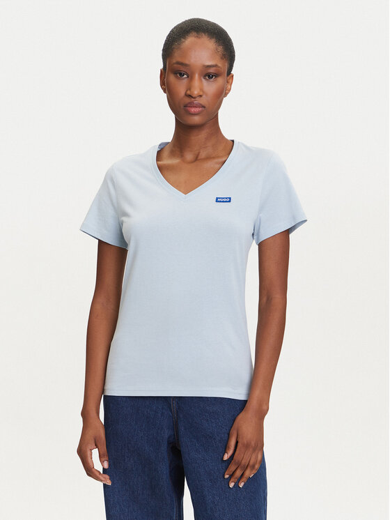 HUGO T-Shirt Classic 50513667 Błękitny Slim Fit