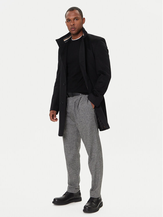 BOSS BOSS Volneni plašč H-Hyde 50551078 Črna Slim Fit