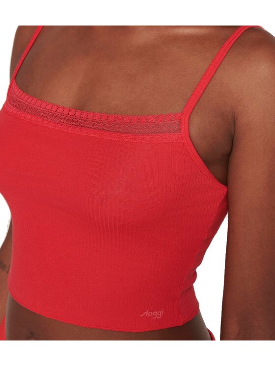 Sloggi Sloggi Koszulka piżamowa Go Ribbed 10215245 Czerwony Slim Fit