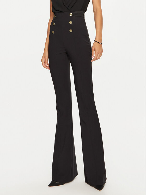 Elisabetta Franchi Bavlnené nohavice PA-050-47E2-V860 Čierna Regular Fit