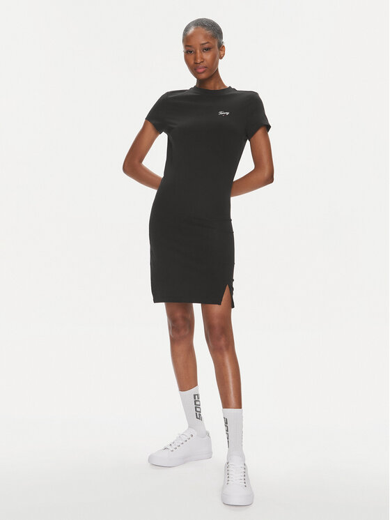 Tommy Jeans Tommy Jeans Poletna obleka Script DW0DW17926 Črna Regular Fit