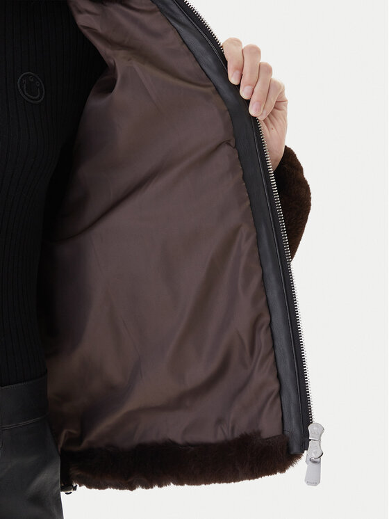 PINKO PINKO Кожено палто 106013 A1ZM Кафяв Regular Fit