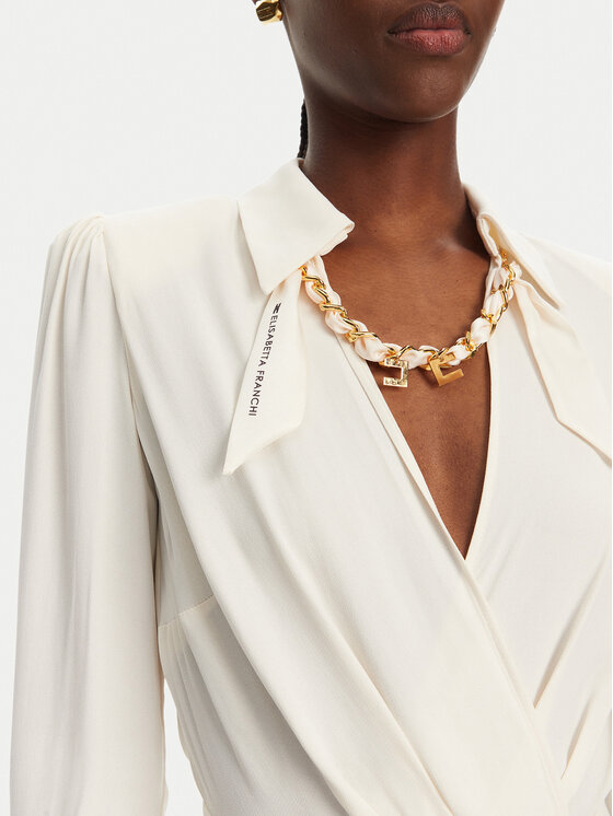 Elisabetta Franchi Elisabetta Franchi Sukienka koktajlowa AB-863-52E2-V590 Écru Regular Fit